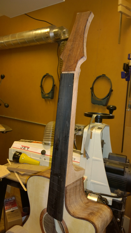 Neck carving — facet lines laid out