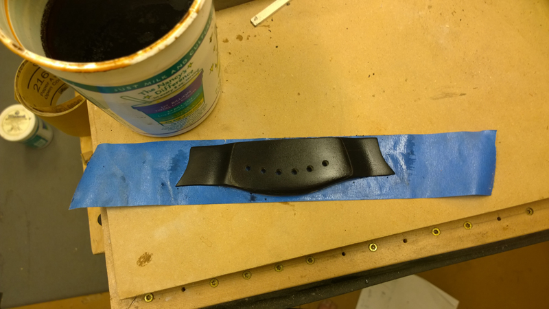 Ebonizing solution applied — darkening immediately