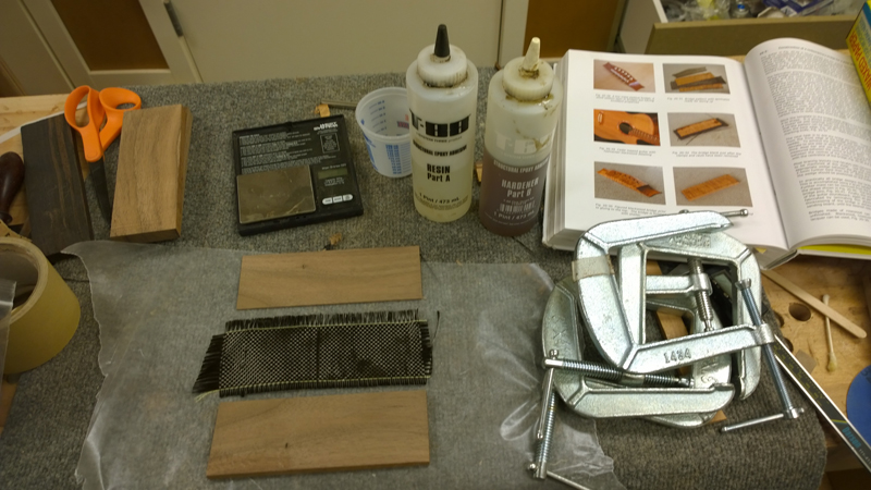 Walnut bridge blank with CF laminate