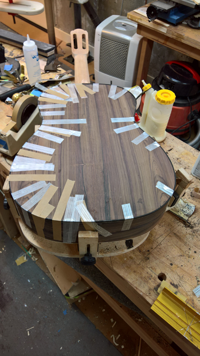 Binding detail — ebony with maple purfling