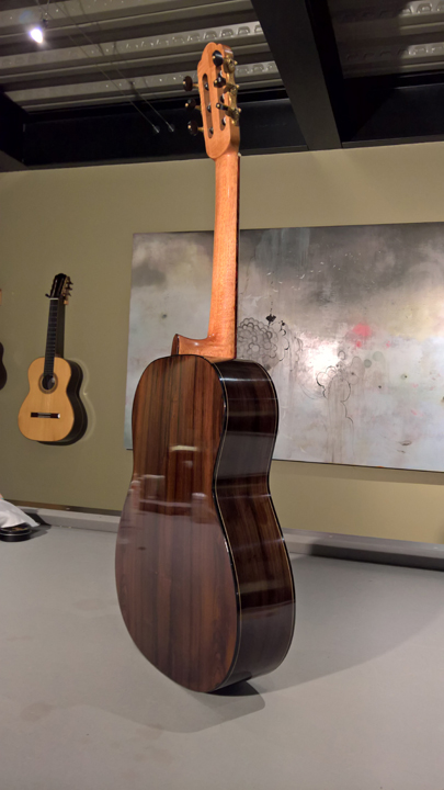 Finished guitar — back view showing Brazilian Rosewood